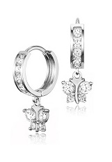 delightful sterling silver clear cubic zirconia butterfly baby birthstone earrings